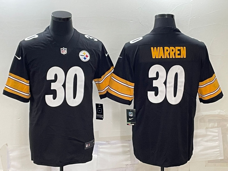 Men's Pittsburgh Steelers Jaylen Warren #30 Black Jersey